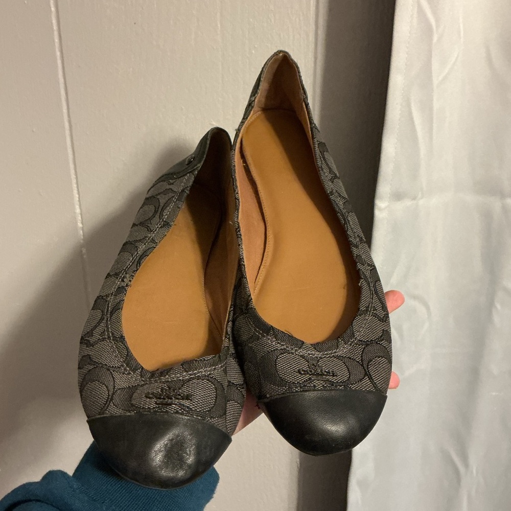 Coach Black and Gray Patterned Flats